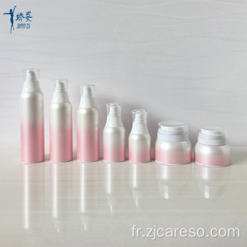 Flacons et pots airless roses à usage cosmétique